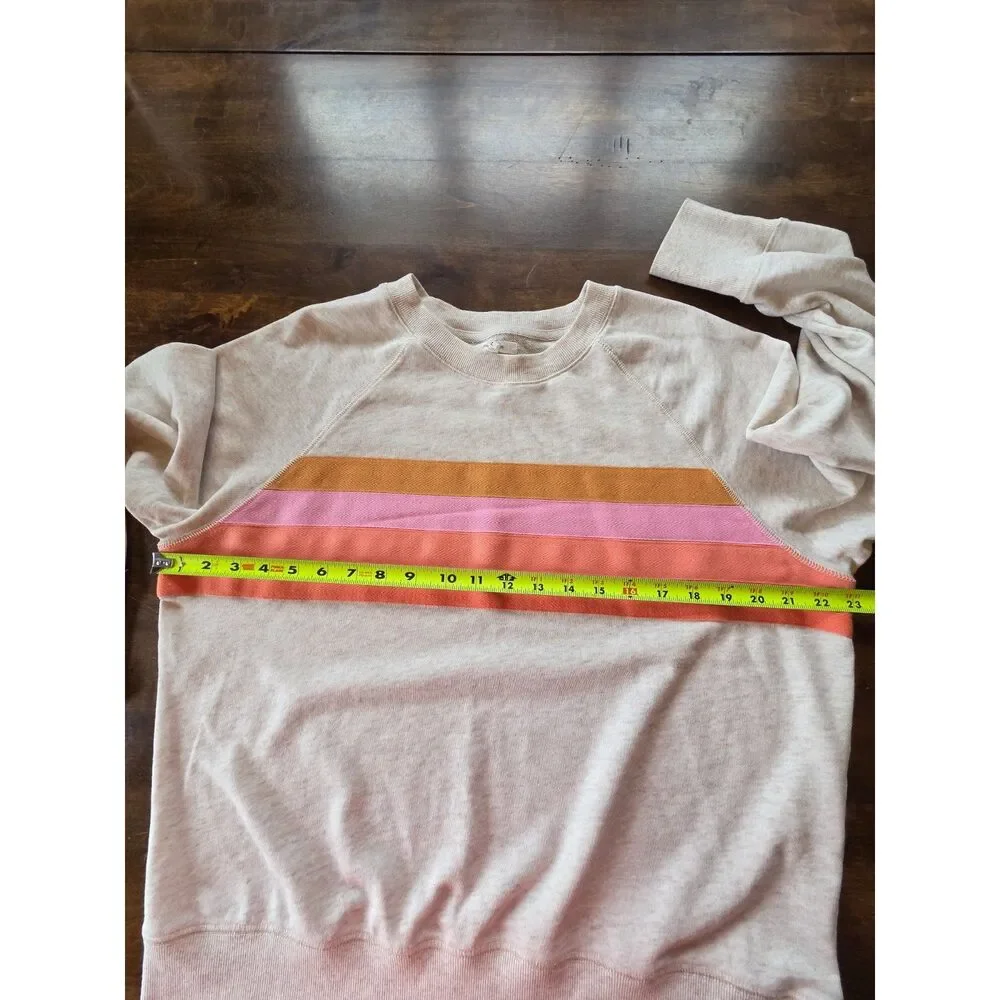 Maurices Colorblock Sweatshirt Large Neutral Pink Pastel Stripe Pullover Casual - Picture 5 of 7